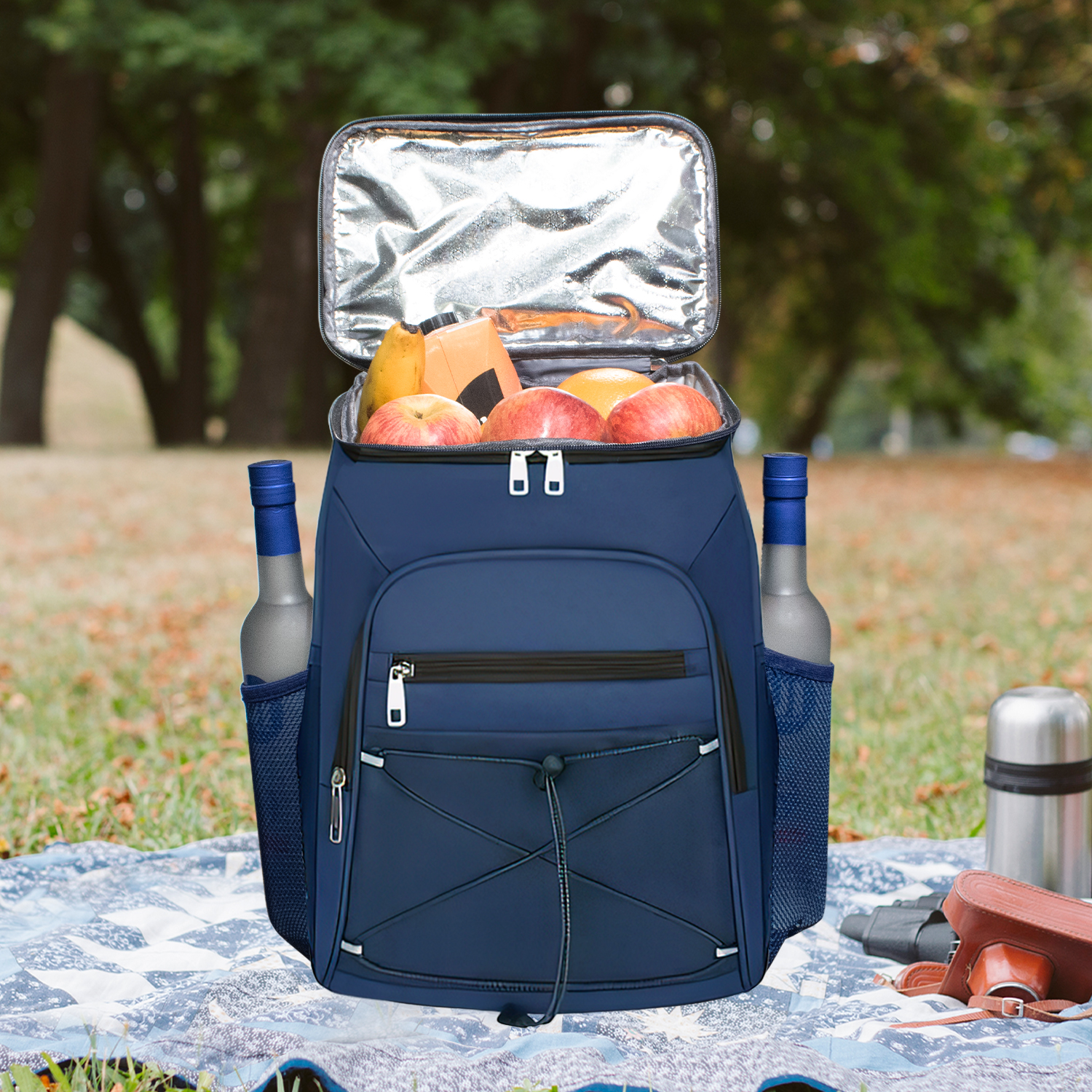 Mochila Impermeable Con Cooler Kaeroshy Camp Azul Oscuro - Imagen 4