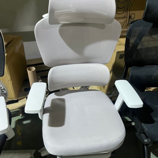 SILLA DE OFICINA BORK-DW862 ESTR. BLANCA, MALLA GRIS C/APOYAPIES